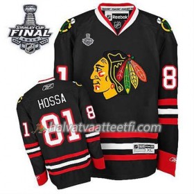 Reebok Miesten NHL Chicago Blackhawks Pelipaita Marian Hossa #81 Kolmas Musta 2015 Stanley Cup