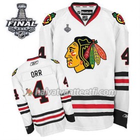 Reebok Miesten NHL Chicago Blackhawks Pelipaita Bobby Orr #4 Vieras Valkoinen 2015 Stanley Cup