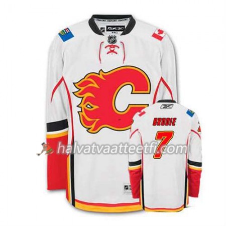 Reebok Miesten NHL Calgary Flames Pelipaita TJ Brodie #7 Vieras Valkoinen