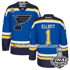 Reebok NHL St. Louis Blues Pelipaita Brian Elliott #1 Sininen Koti 2016 Stanley Cup