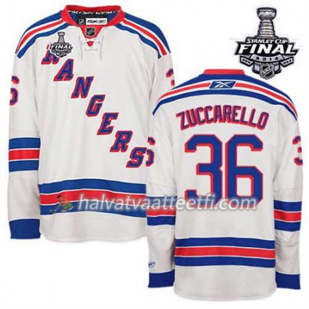 Reebok Miesten NHL New York Rangers Pelipaita Mats Zuccarello #36 Vieras Valkoinen 2014 Stanley Cup