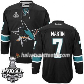 Reebok NHL San Jose Sharks Pelipaita Paul Martin #7 Musta Kolmas 2016 Stanley Cup