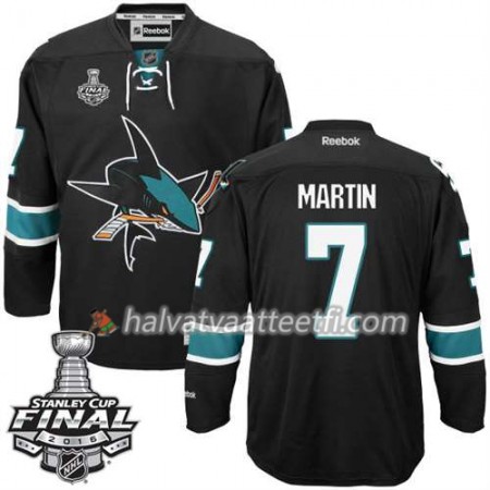Reebok NHL San Jose Sharks Pelipaita Paul Martin #7 Musta Kolmas 2016 Stanley Cup Reebok NHL San Jose Sharks Pelipaita Paul Martin #7 Musta Kolmas 2016 Stanley Cup