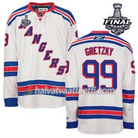 Reebok Miesten NHL New York Rangers Pelipaita Wayne Gretzky #99 Vieras Valkoinen 2014 Stanley Cup