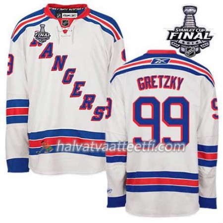 Reebok Miesten NHL New York Rangers Pelipaita Wayne Gretzky #99 Vieras Valkoinen 2014 Stanley Cup