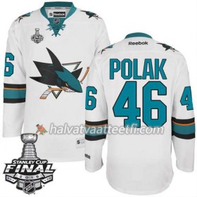 Reebok NHL San Jose Sharks Pelipaita Roman Polak #46 Valkoinen Vieras 2016 Stanley Cup