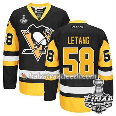 Reebok NHL Pittsburgh Penguins Pelipaita Kris Letang #58 Kolmas 2016 Stanley Cup