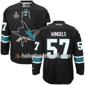 Reebok NHL San Jose Sharks Pelipaita Tommy Wingels #57 Musta Kolmas 2016 Stanley Cup