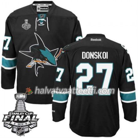 Reebok NHL San Jose Sharks Pelipaita Joonas Donskoi #27 Musta Kolmas 2016 Stanley Cup