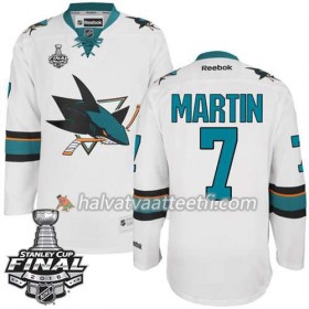 Reebok NHL San Jose Sharks Pelipaita Paul Martin #7 Valkoinen Vieras 2016 Stanley Cup