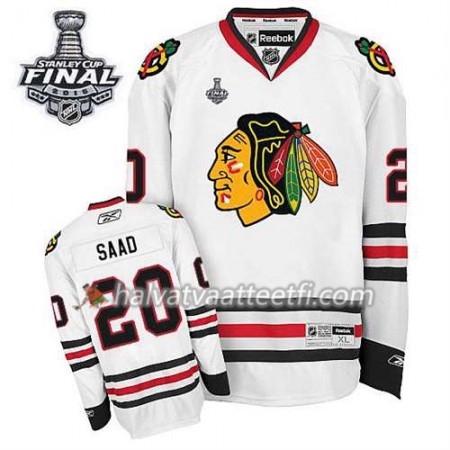 Reebok Miesten NHL Chicago Blackhawks Pelipaita Brandon Saad #20 Vieras Valkoinen 2015 Stanley Cup Reebok Miesten NHL Chicago Blackhawks Pelipaita Brandon Saad #20 Vieras Valkoinen 2015 Stanley Cup