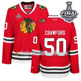 Reebok Naisten NHL Chicago Blackhawks Pelipaita Corey Crawford #50 Koti Punainen 2015 Stanley Cup