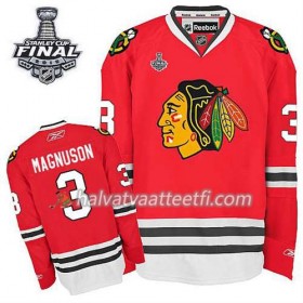 Reebok Miesten NHL Chicago Blackhawks Pelipaita Keith Magnuson #3 Koti Punainen 2015 Stanley Cup