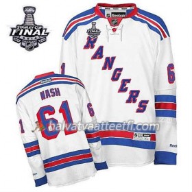 Reebok Miesten NHL New York Rangers Pelipaita #61 Vieras Rick Nash Valkoinen 2014 Stanley Cup