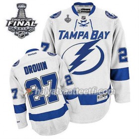 Reebok Miesten NHL Tampa Bay Lightning Pelipaita Jonathan Drouin #27 Vieras Valkoinen 2015 Stanley Cup