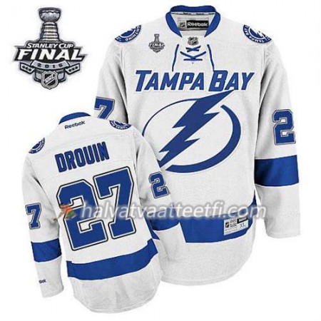 Reebok Miesten NHL Tampa Bay Lightning Pelipaita Jonathan Drouin #27 Vieras Valkoinen 2015 Stanley Cup