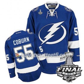 Reebok NHL Tampa Bay Lightning Pelipaita Braydon Coburn #55 Sininen Koti 2016 Stanley Cup