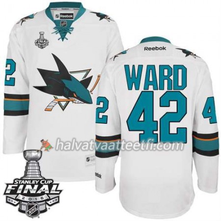 Reebok NHL San Jose Sharks Pelipaita Joel Ward #42 Valkoinen Vieras 2016 Stanley Cup