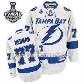 Reebok Miesten NHL Tampa Bay Lightning Pelipaita Victor Hedman #77 Vieras Valkoinen 2015 Stanley Cup