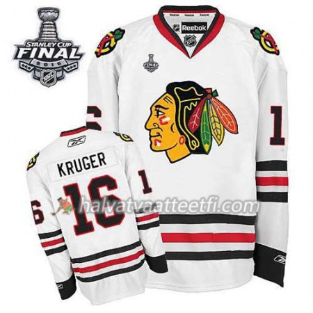 Reebok Miesten NHL Chicago Blackhawks Pelipaita Marcus Kruger #16 Vieras Valkoinen 2015 Stanley Cup Reebok Miesten NHL Chicago Blackhawks Pelipaita Marcus Kruger #16 Vieras Valkoinen 2015 Stanley Cup