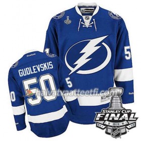 Reebok NHL Tampa Bay Lightning Pelipaita Kristers Gudlevskis #50 Sininen Koti 2016 Stanley Cup