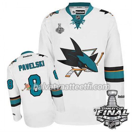 Reebok NHL San Jose Sharks Pelipaita Joe Pavelski #8 Valkoinen Vieras 2016 Stanley Cup Reebok NHL San Jose Sharks Pelipaita Joe Pavelski #8 Valkoinen Vieras 2016 Stanley Cup