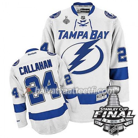 Reebok NHL Tampa Bay Lightning Pelipaita Ryan Callahan #24 Valkoinen Vieras 2016 Stanley Cup