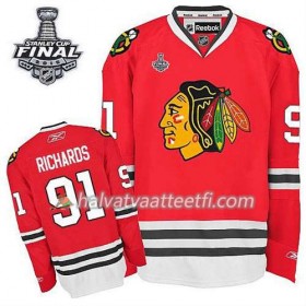 Reebok Miesten NHL Chicago Blackhawks Pelipaita Brad Richards #91 Koti Punainen 2015 Stanley Cup