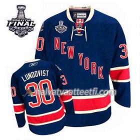 Reebok Miesten NHL New York Rangers Pelipaita Henrik Lundqvist #30 Kolmas Sininen 2014 Stanley Cup