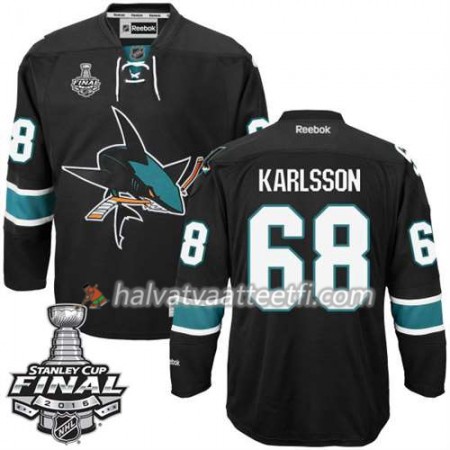 Reebok NHL San Jose Sharks Pelipaita Melker Karlsson #68 Musta Kolmas 2016 Stanley Cup Reebok NHL San Jose Sharks Pelipaita Melker Karlsson #68 Musta Kolmas 2016 Stanley Cup