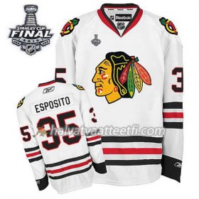 Reebok Miesten NHL Chicago Blackhawks Pelipaita Tony Esposito #35 Vieras Valkoinen 2015 Stanley Cup