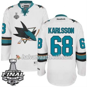 Reebok NHL San Jose Sharks Pelipaita Melker Karlsson #68 Valkoinen Vieras 2016 Stanley Cup