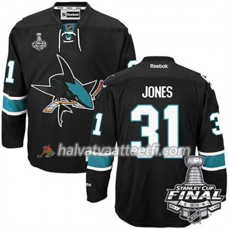 Reebok NHL San Jose Sharks Pelipaita Martin Jones #31 Musta Kolmas 2016 Stanley Cup Reebok NHL San Jose Sharks Pelipaita Martin Jones #31 Musta Kolmas 2016 Stanley Cup