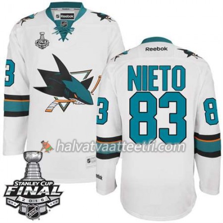 Reebok NHL San Jose Sharks Pelipaita Matt Nieto #83 Valkoinen Vieras 2016 Stanley Cup