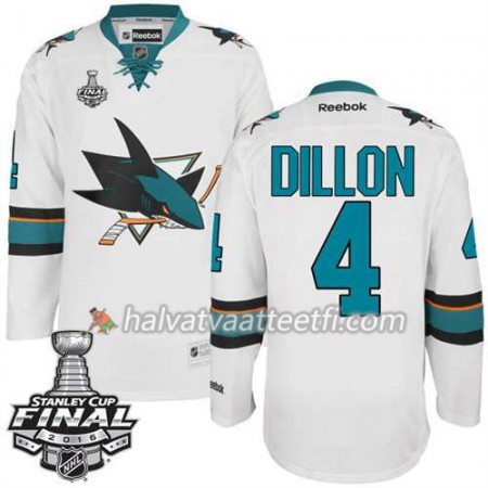 Reebok NHL San Jose Sharks Pelipaita Brenden Dillon #4 Valkoinen Vieras 2016 Stanley Cup