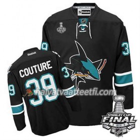 Reebok NHL San Jose Sharks Pelipaita Logan Couture #39 Musta Kolmas 2016 Stanley Cup