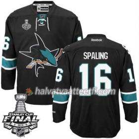 Reebok NHL San Jose Sharks Pelipaita Nick Spaling #16 Musta Kolmas 2016 Stanley Cup