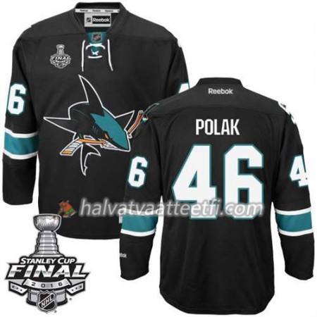 Reebok NHL San Jose Sharks Pelipaita Roman Polak #46 Musta Kolmas 2016 Stanley Cup
