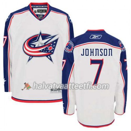Reebok Miesten NHL Columbus Blue Jackets Pelipaita Jack Johnson #7 Vieras Valkoinen Reebok Miesten NHL Columbus Blue Jackets Pelipaita Jack Johnson #7 Vieras Valkoinen