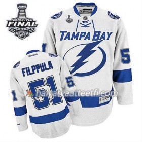 Reebok Miesten NHL Tampa Bay Lightning Pelipaita Valtteri Filppula #51 Vieras Valkoinen 2015 Stanley Cup