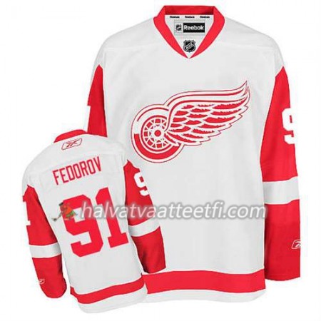 Reebok Miesten NHL Detroit Red Wings Pelipaita Sergei Fedorov #91 Vieras Valkoinen Reebok Miesten NHL Detroit Red Wings Pelipaita Sergei Fedorov #91 Vieras Valkoinen