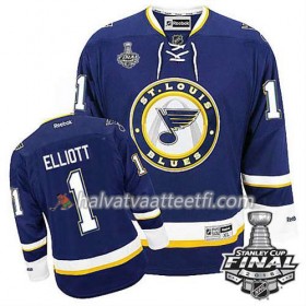 Reebok NHL St. Louis Blues Pelipaita Brian Elliott #1 Sininen Kolmas 2016 Stanley Cup
