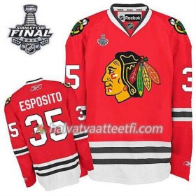 Reebok Miesten NHL Chicago Blackhawks Pelipaita Tony Esposito #35 Koti Punainen 2015 Stanley Cup