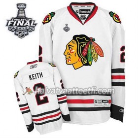 Reebok Miesten NHL Chicago Blackhawks Pelipaita Duncan Keith #2 Vieras Valkoinen 2015 Stanley Cup