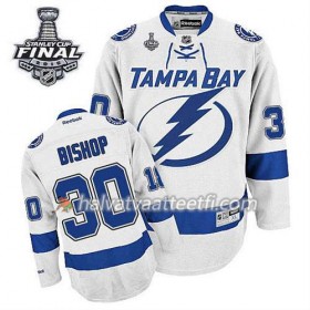 Reebok Miesten NHL Tampa Bay Lightning Pelipaita Ben Bishop #30 Vieras Valkoinen 2015 Stanley Cup