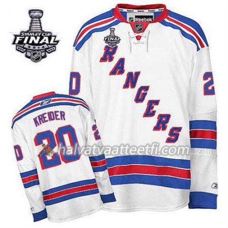 Reebok Miesten NHL New York Rangers Pelipaita Chris Kreider #20 Vieras Valkoinen 2014 Stanley Cup