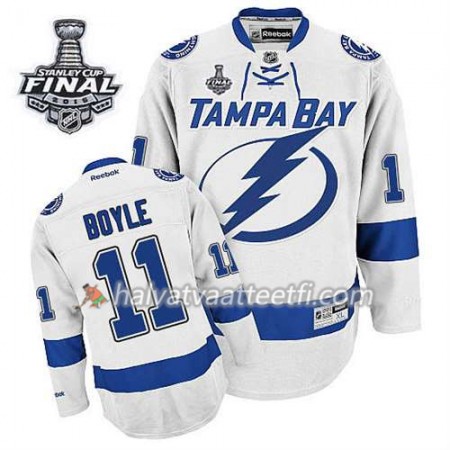 Reebok Miesten NHL Tampa Bay Lightning Pelipaita Brian Boyle #11 Vieras Valkoinen 2015 Stanley Cup