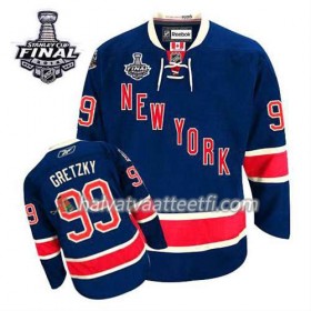 Reebok Miesten NHL New York Rangers Pelipaita Wayne Gretzky #99 Kolmas Sininen 2014 Stanley Cup