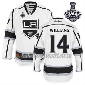 Reebok Miesten NHL Los Angeles Kings Pelipaita Justin Williams #14 Vieras Valkoinen 2014 Stanley Cup