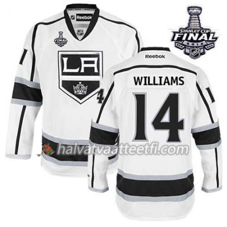 Reebok Miesten NHL Los Angeles Kings Pelipaita Justin Williams #14 Vieras Valkoinen 2014 Stanley Cup